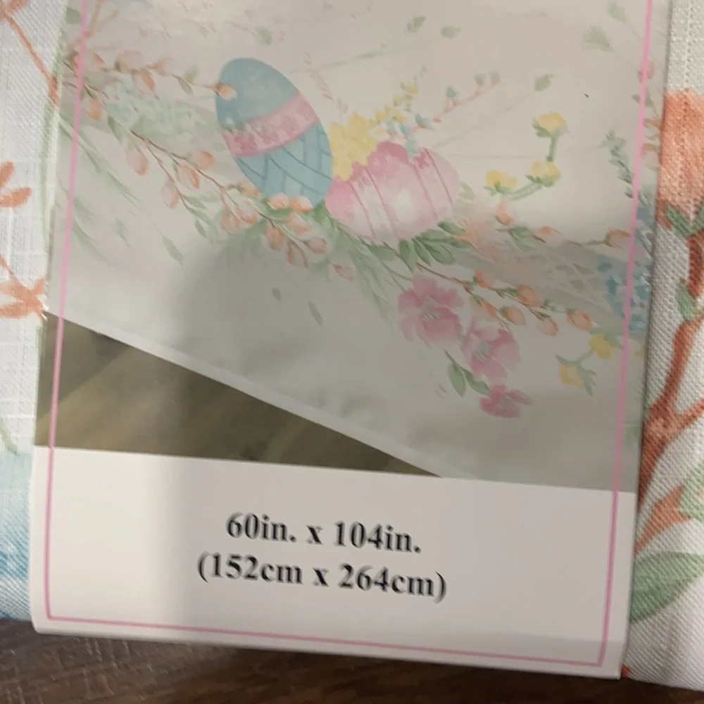 NEW EASTER TABLECLOTH 60” x 104” EASY CARE FLORAL EASTER EGGS SPRING